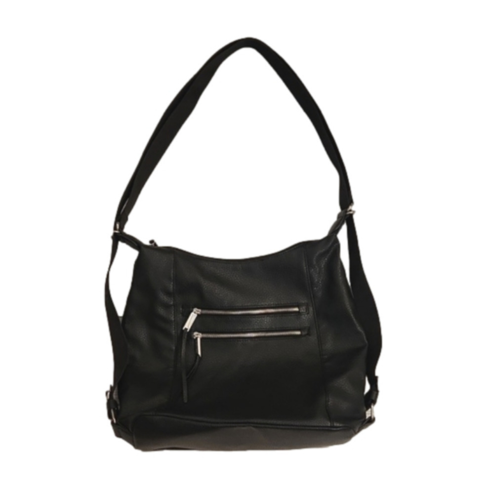Womens Kenneth Cole Reaction black vegan leather crossbody bag.